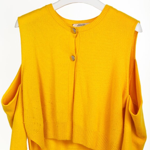 Dorothee Schumacher Yellow Cashmere Cold-Shoulder Cardigan - Picture 3 of 9